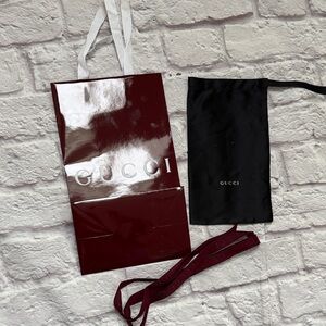Gucci Maroon Gift Bag with Black Dust Bag (glasses or wallet)